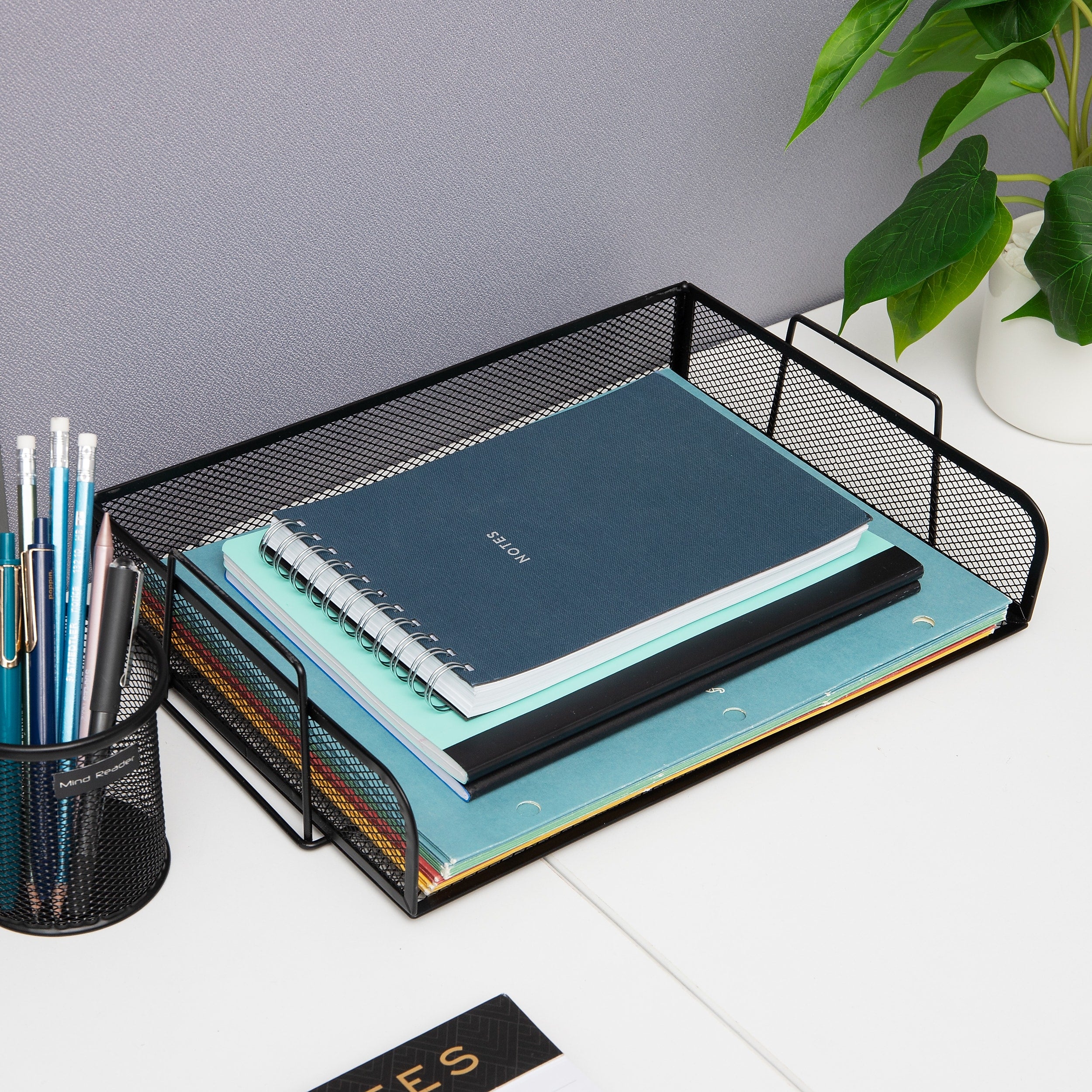 Mind Reader 4-Tier Stackable Paper Desk Tray Organizer, Metal, 4/Pack