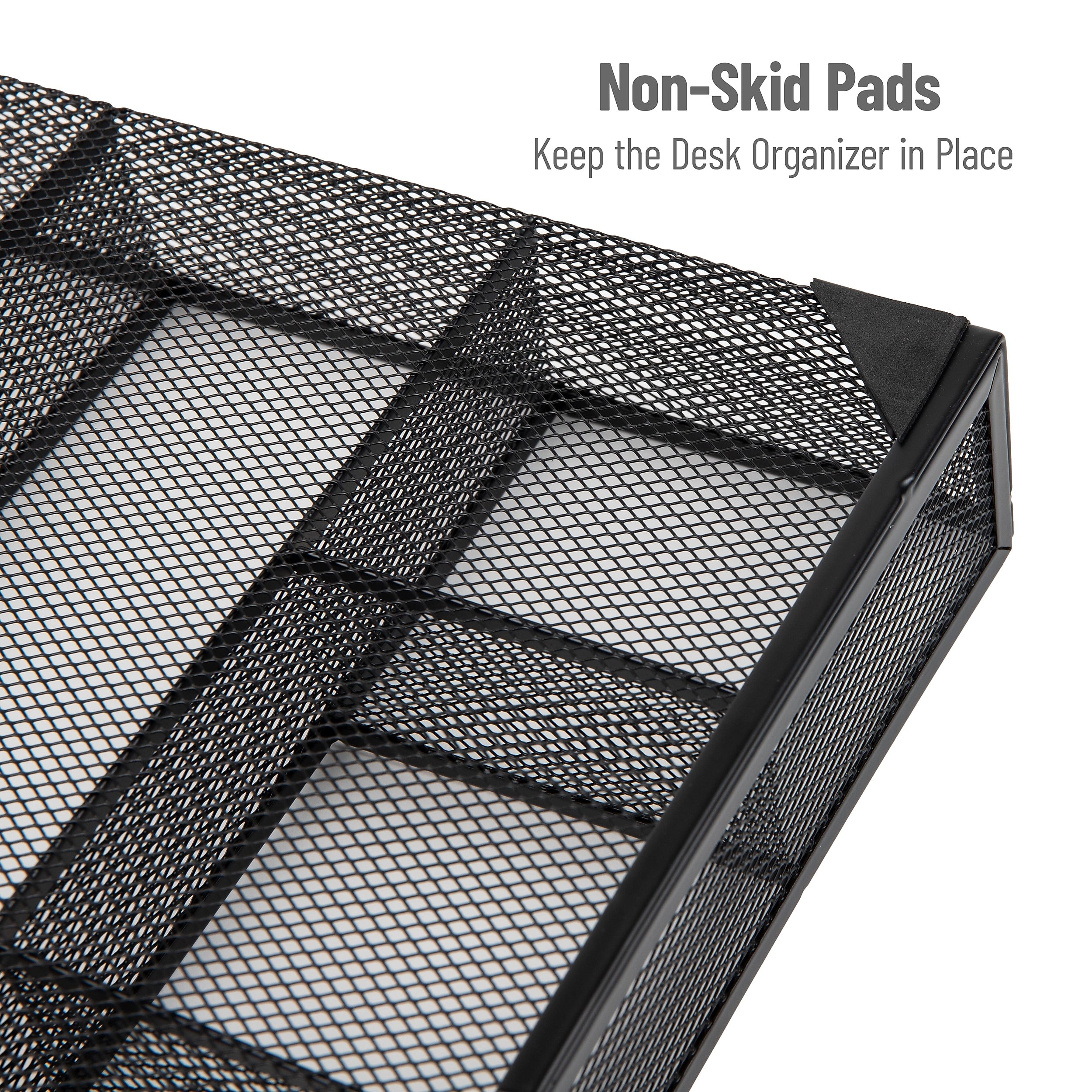Mind Reader 6-Compartment Metal Drawer Organizer, Black, 2/Set