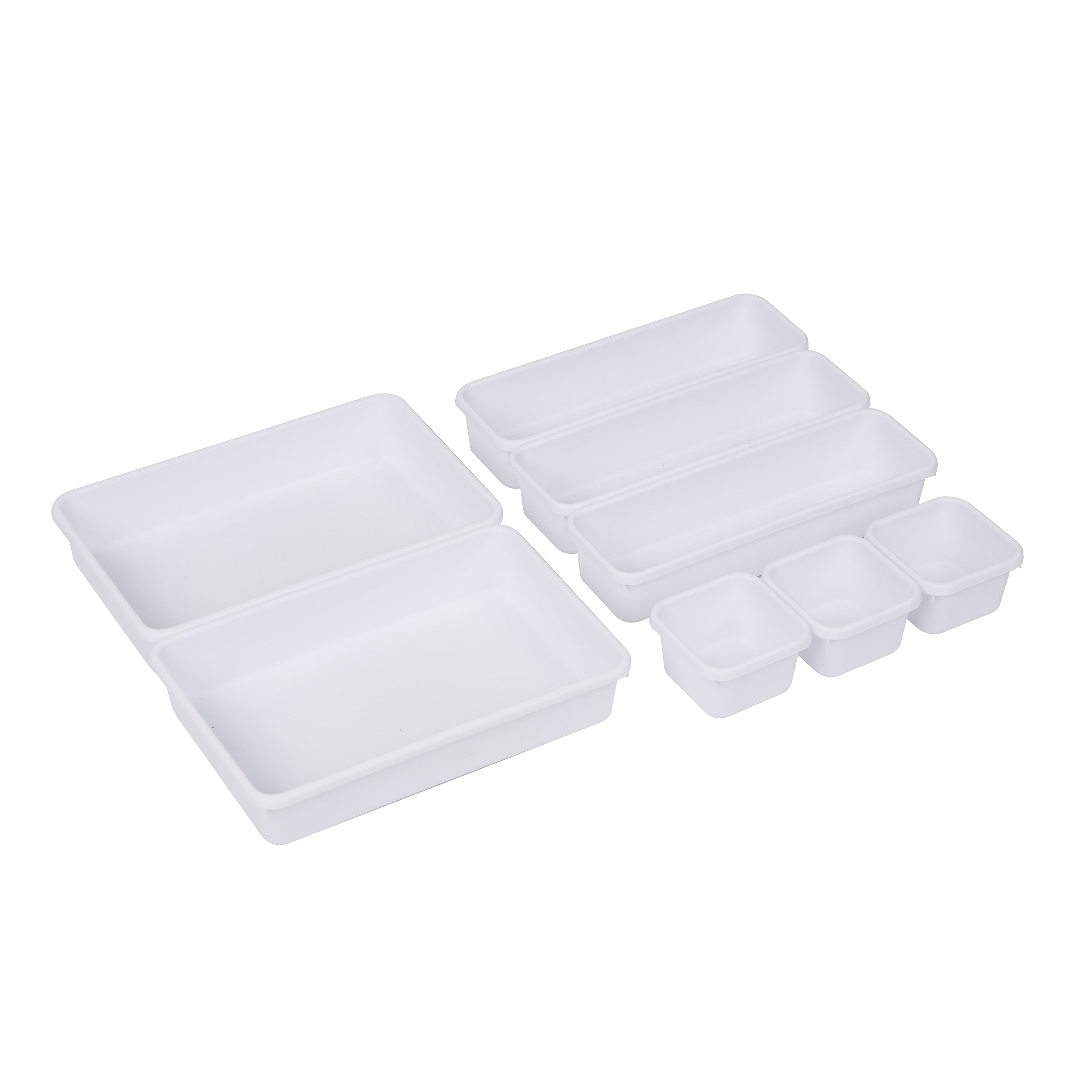 Mind Reader 8-Piece Interlocking Drawer Organizer, White