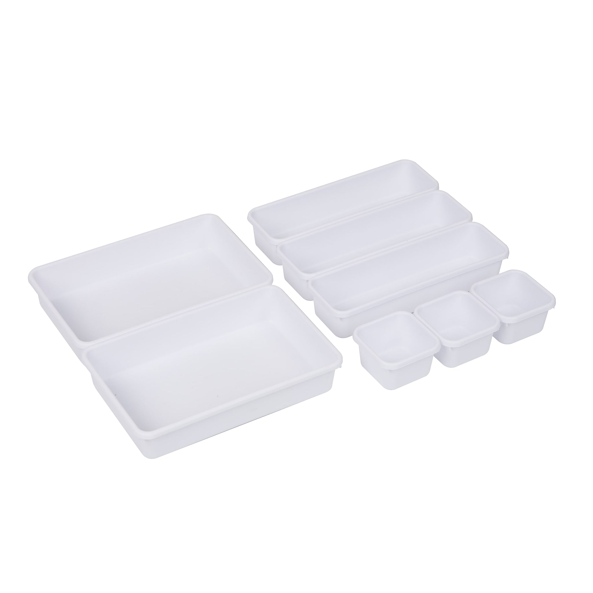 Mind Reader 8-Piece Interlocking Drawer Organizer, White