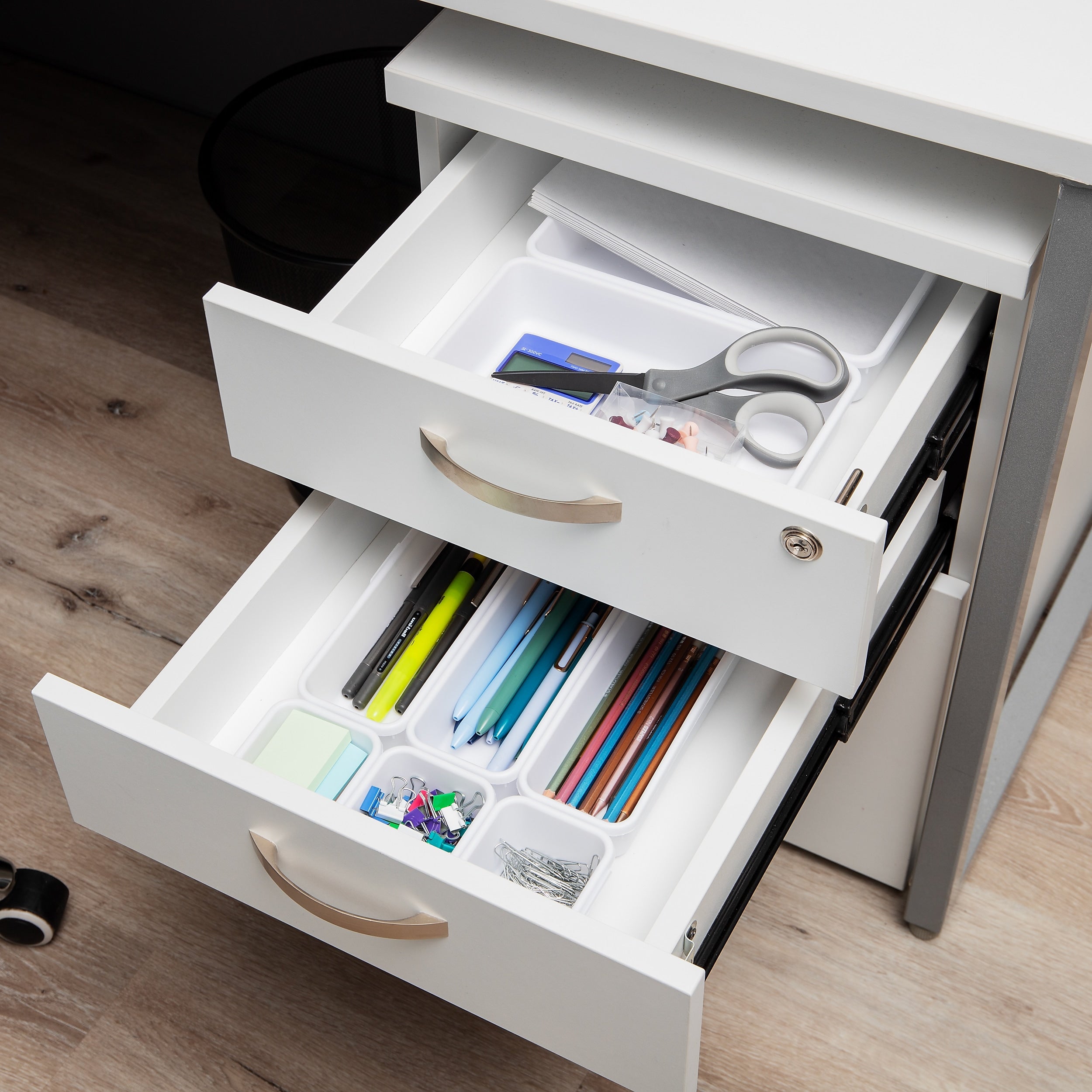 Mind Reader 8-Piece Interlocking Drawer Organizer, White