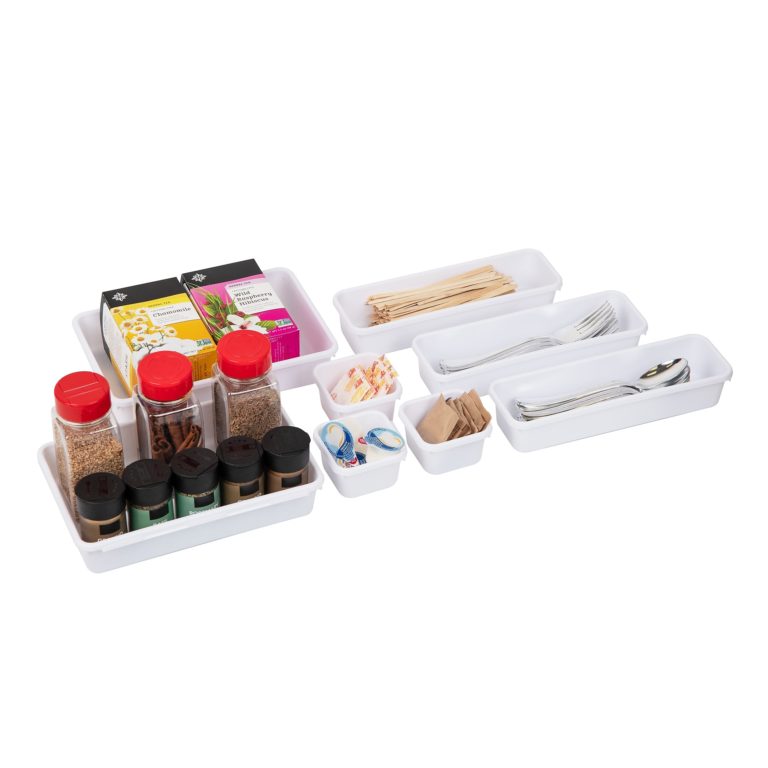 Mind Reader 8-Piece Interlocking Drawer Organizer, White