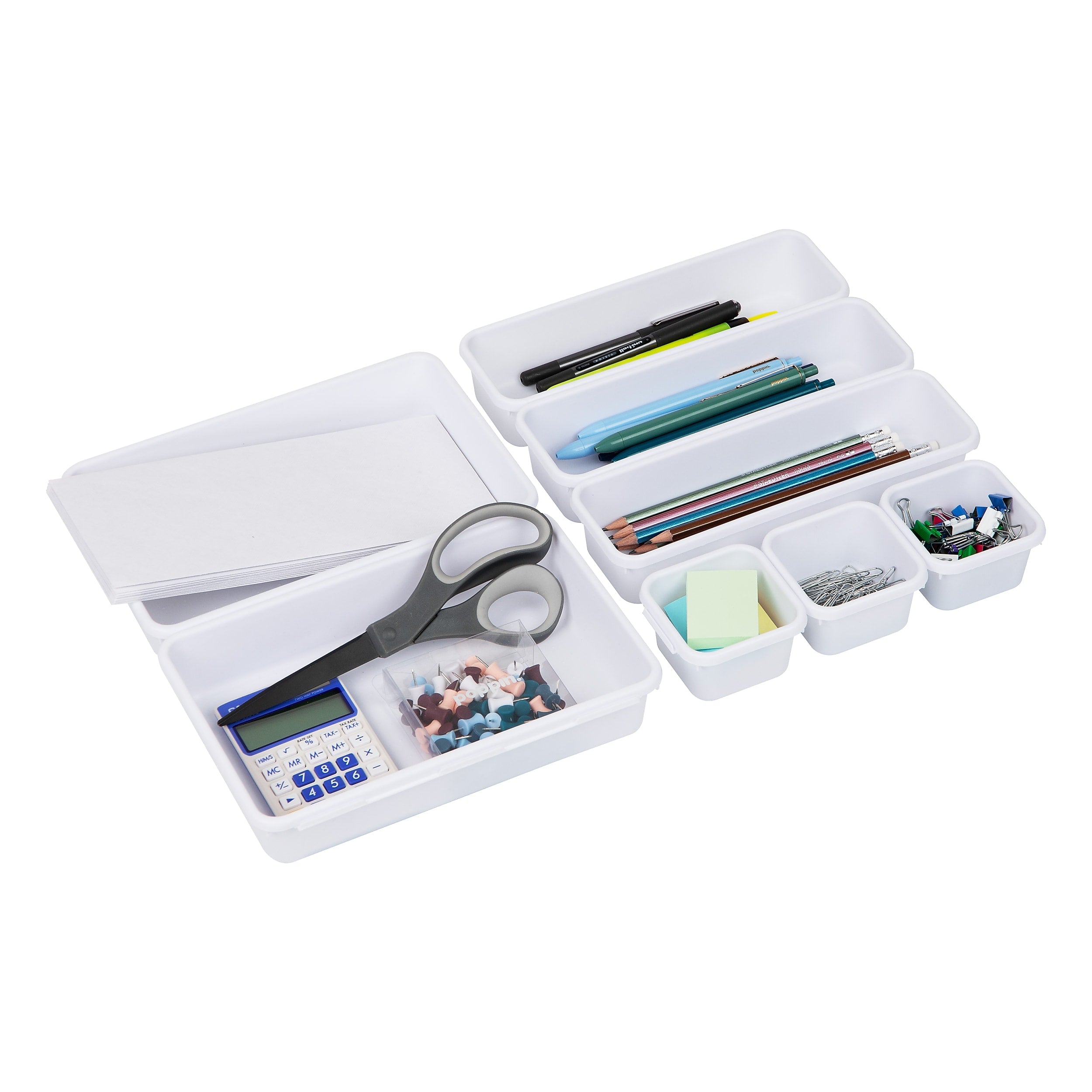 Mind Reader 8-Piece Interlocking Drawer Organizer, White