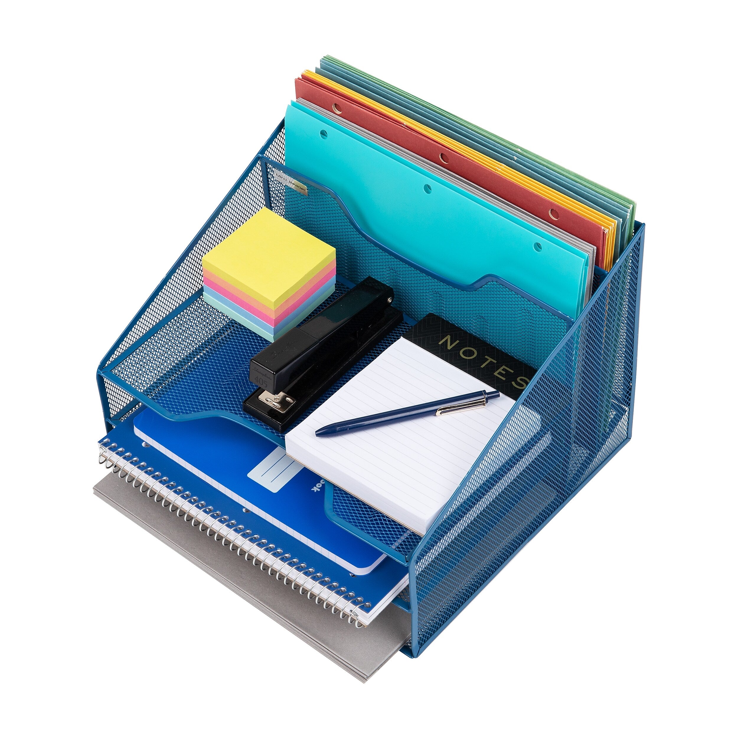 Mind Reader Metal Desktop Organizer Vertical File Holder Paper Letter Tray, Turquoise