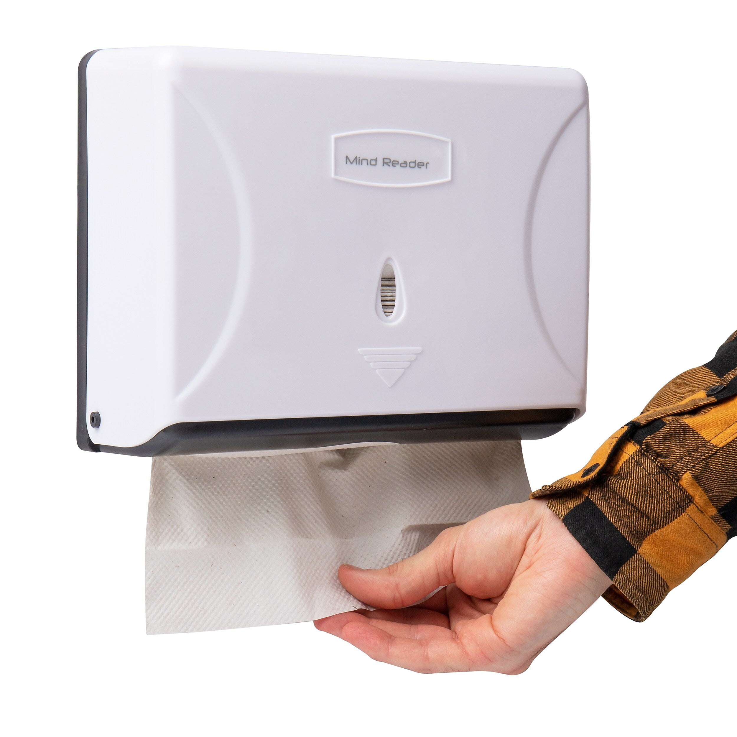 Mind Reader Wall Mount Paper Towel Dispenser, White