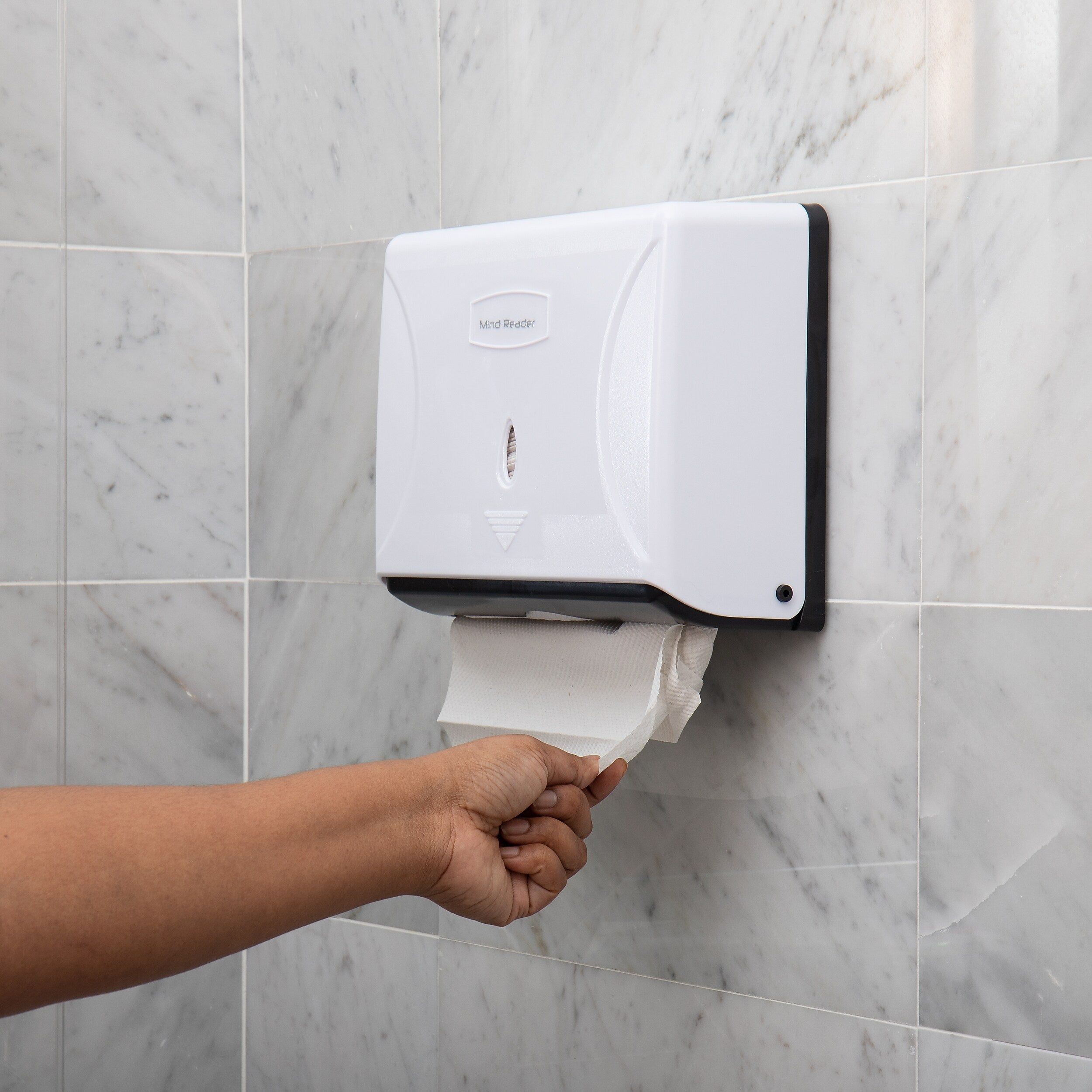 Mind Reader Wall Mount Paper Towel Dispenser, White