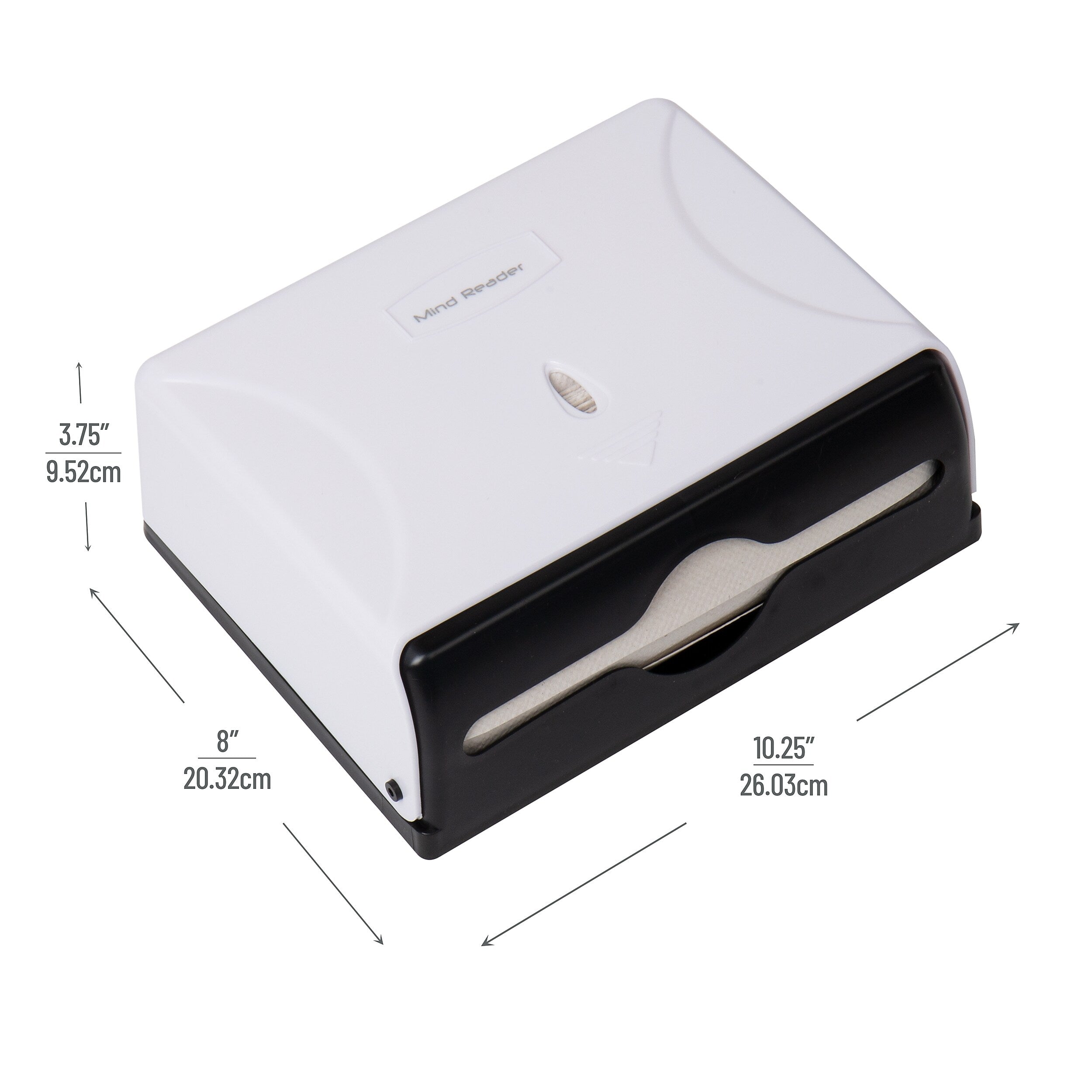 Mind Reader Wall Mount Paper Towel Dispenser, White