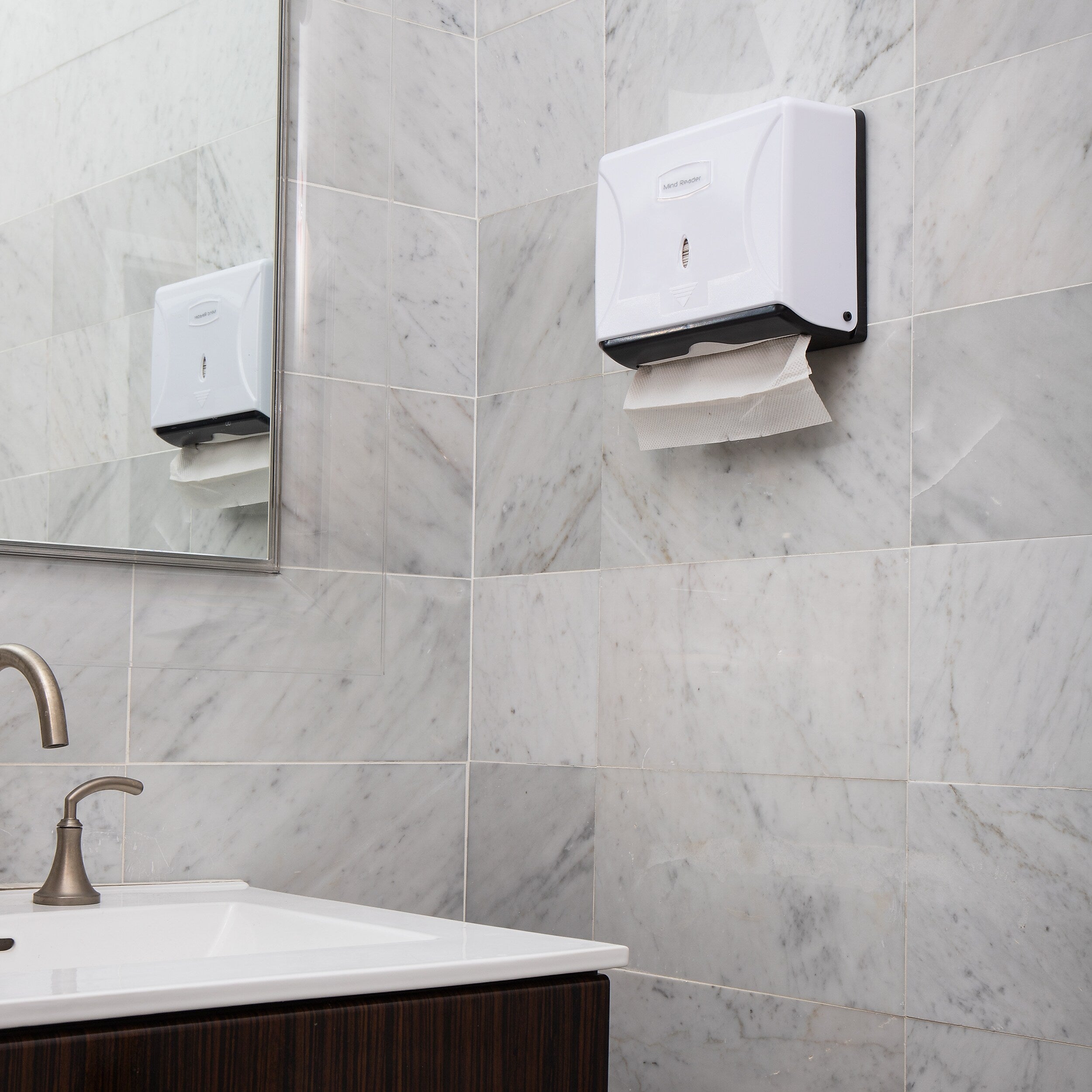 Mind Reader Wall Mount Paper Towel Dispenser, White