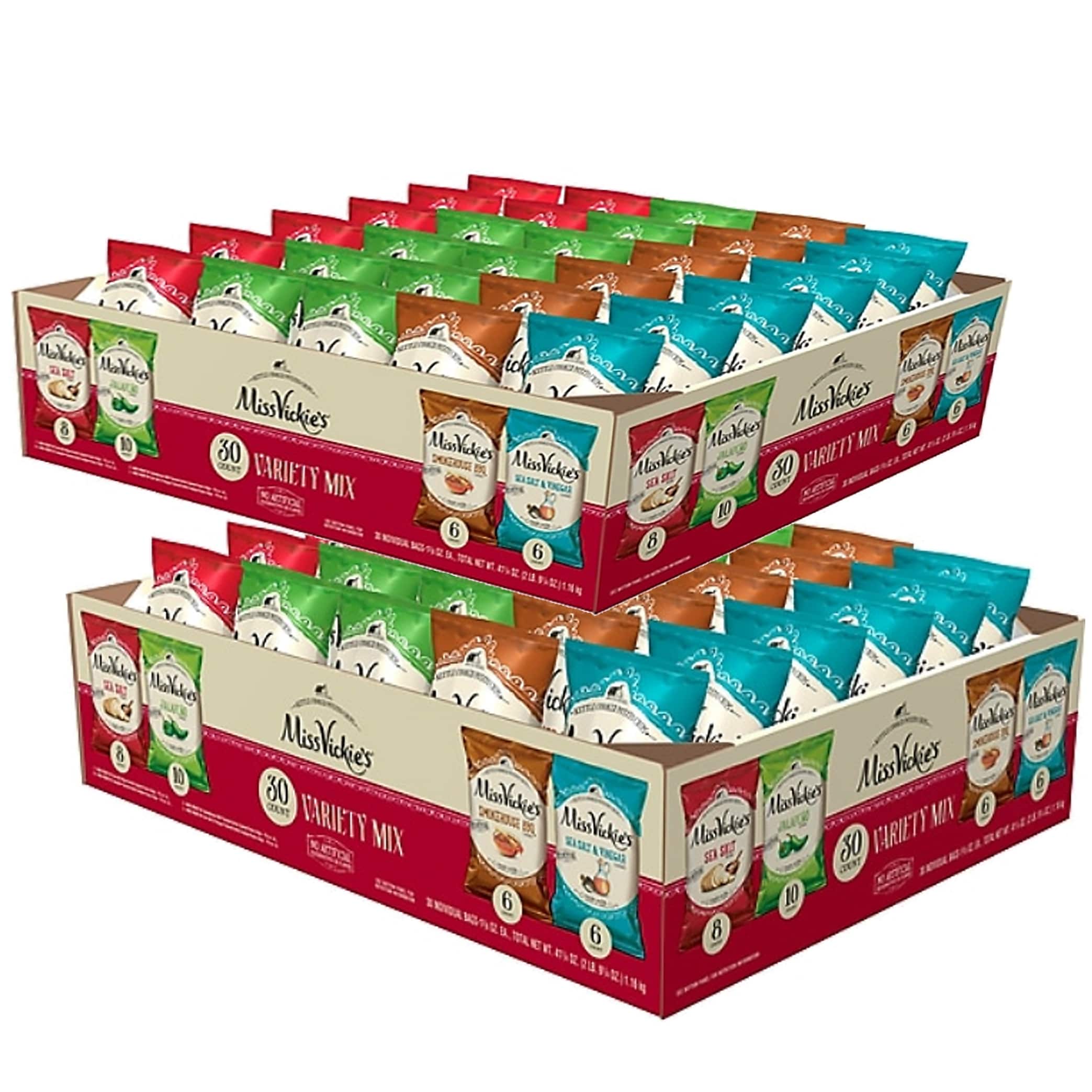 Miss Vickie's Kettle Cooked Variety Potato Chips, 1.37 oz., 60/Carton
