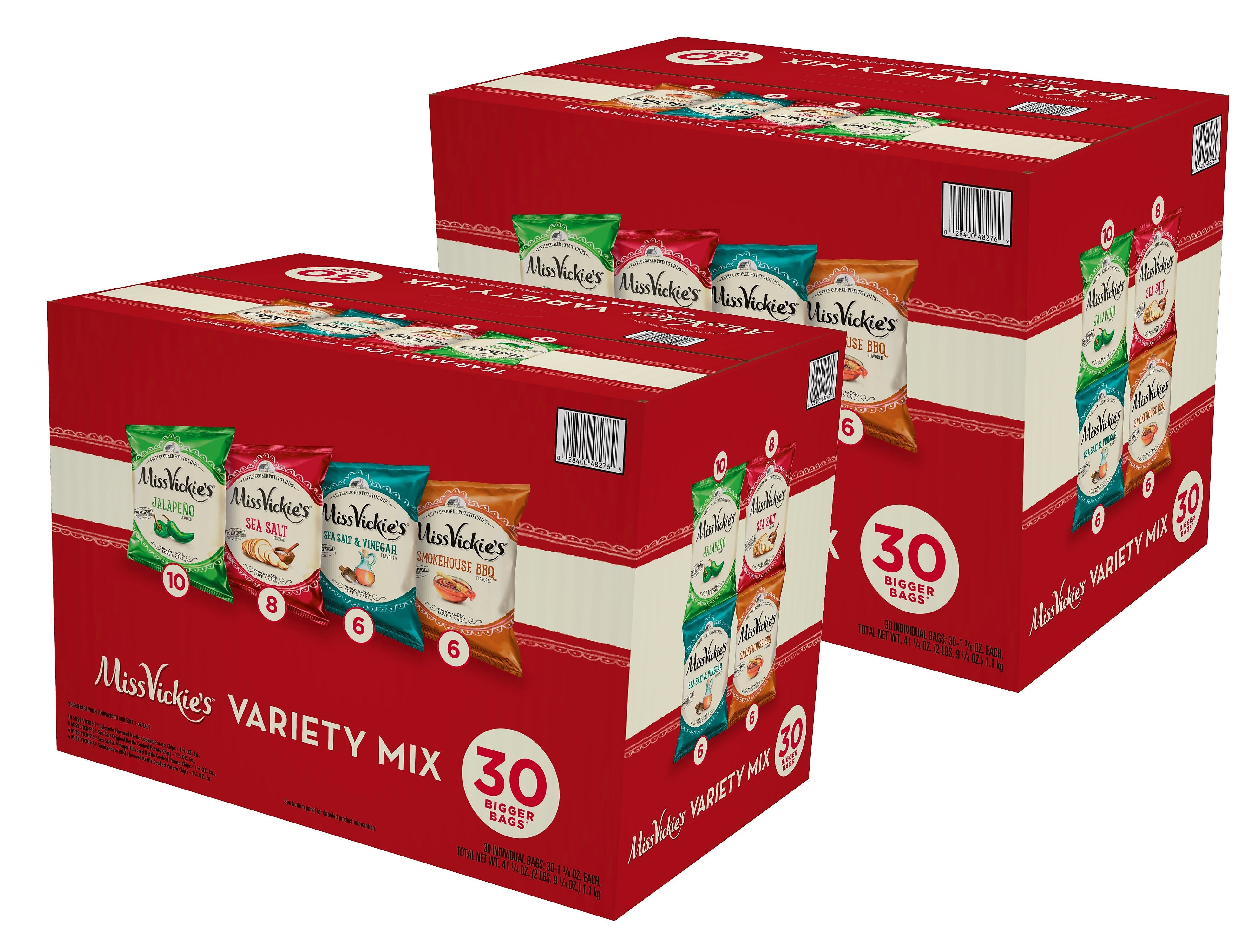 Miss Vickie's Kettle Cooked Variety Potato Chips, 1.37 oz., 60/Carton