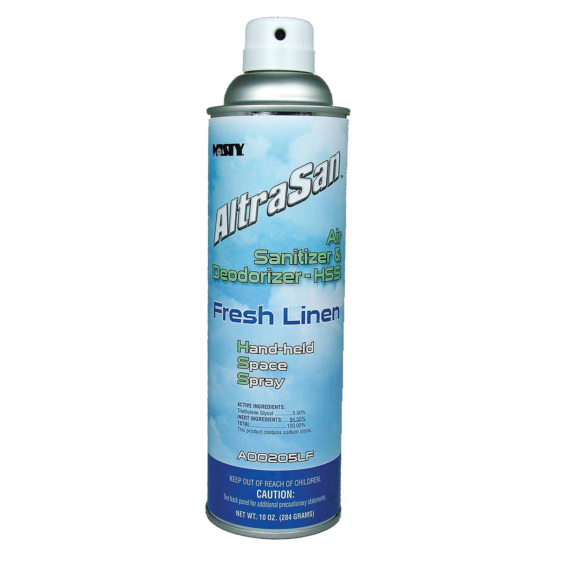 Misty Handheld Air Sanitizer/Deodorizer, Fresh Linen, 10 oz Aerosol, 12/Carton