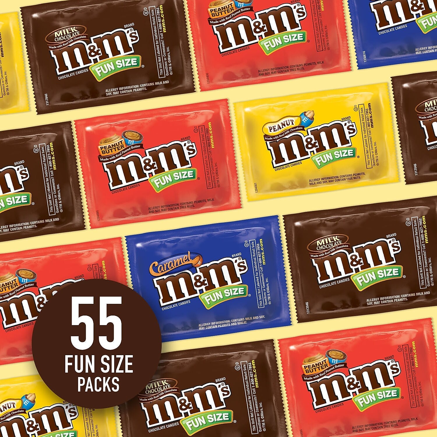 M&M's Lovers Snack Size Variety Milk Chocolate Pieces, 30.05 oz., 55