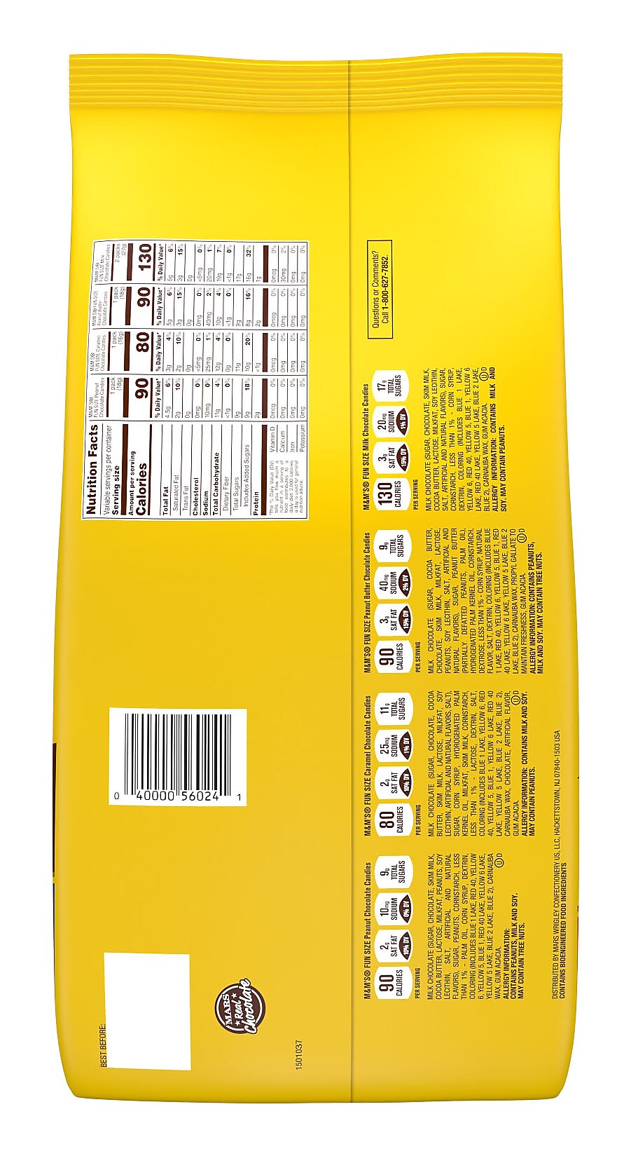 M&M's Lovers Snack Size Variety Milk Chocolate Pieces, 30.05 oz., 55