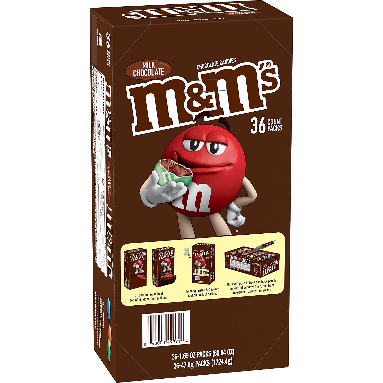 M&M's Milk Chocolate Pieces, 1.69 oz., 36/Box