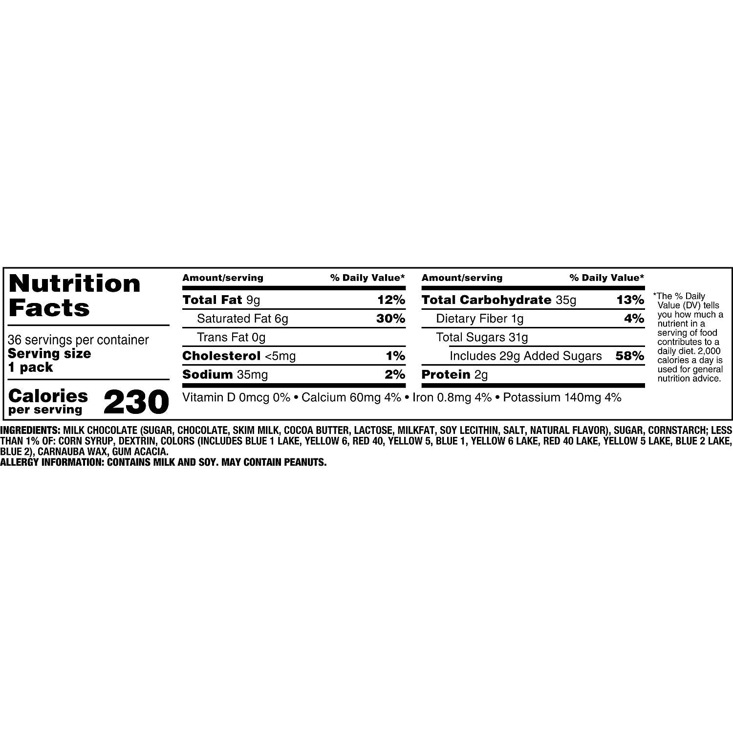 M&M's Milk Chocolate Pieces, 1.69 oz., 36/Box
