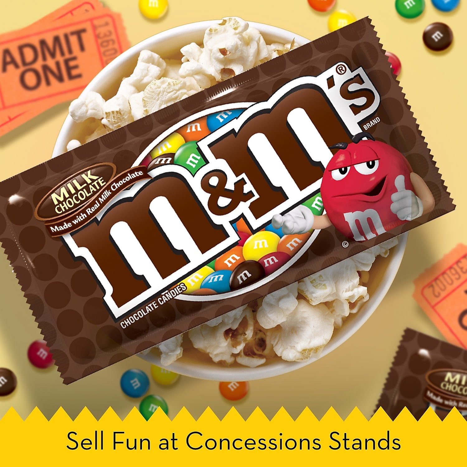 M&M's Milk Chocolate Pieces, 1.69 oz., 36/Box