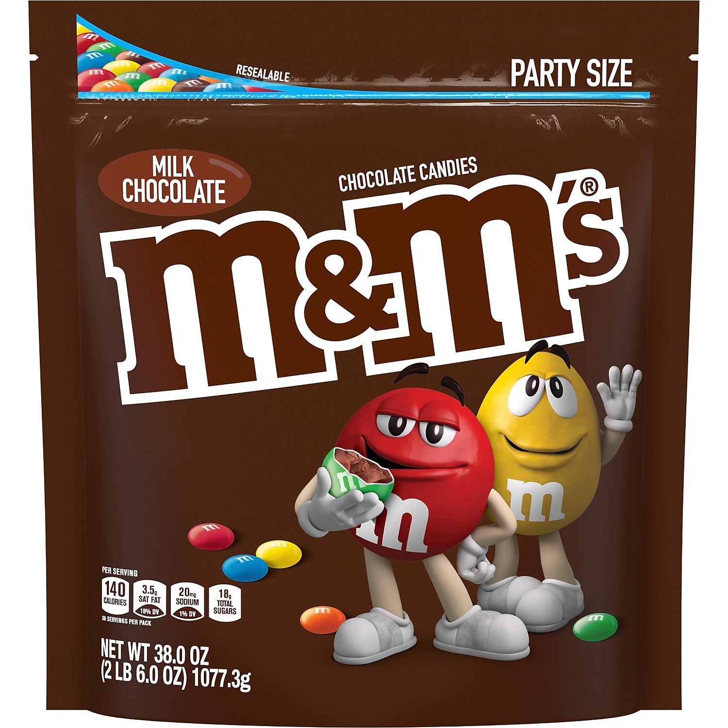 M&M's Party Size Milk Chocolate Candy Pieces, 38 oz.