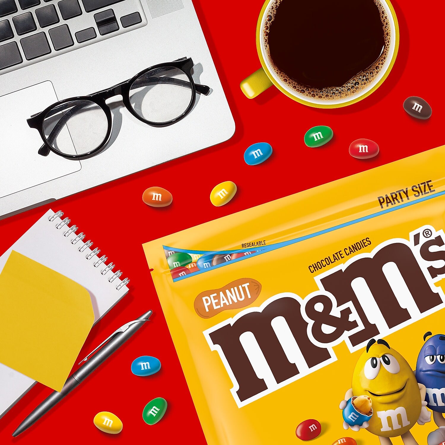 M&M's Party Size Peanut Milk Chocolate Candy Pieces, 38 oz.