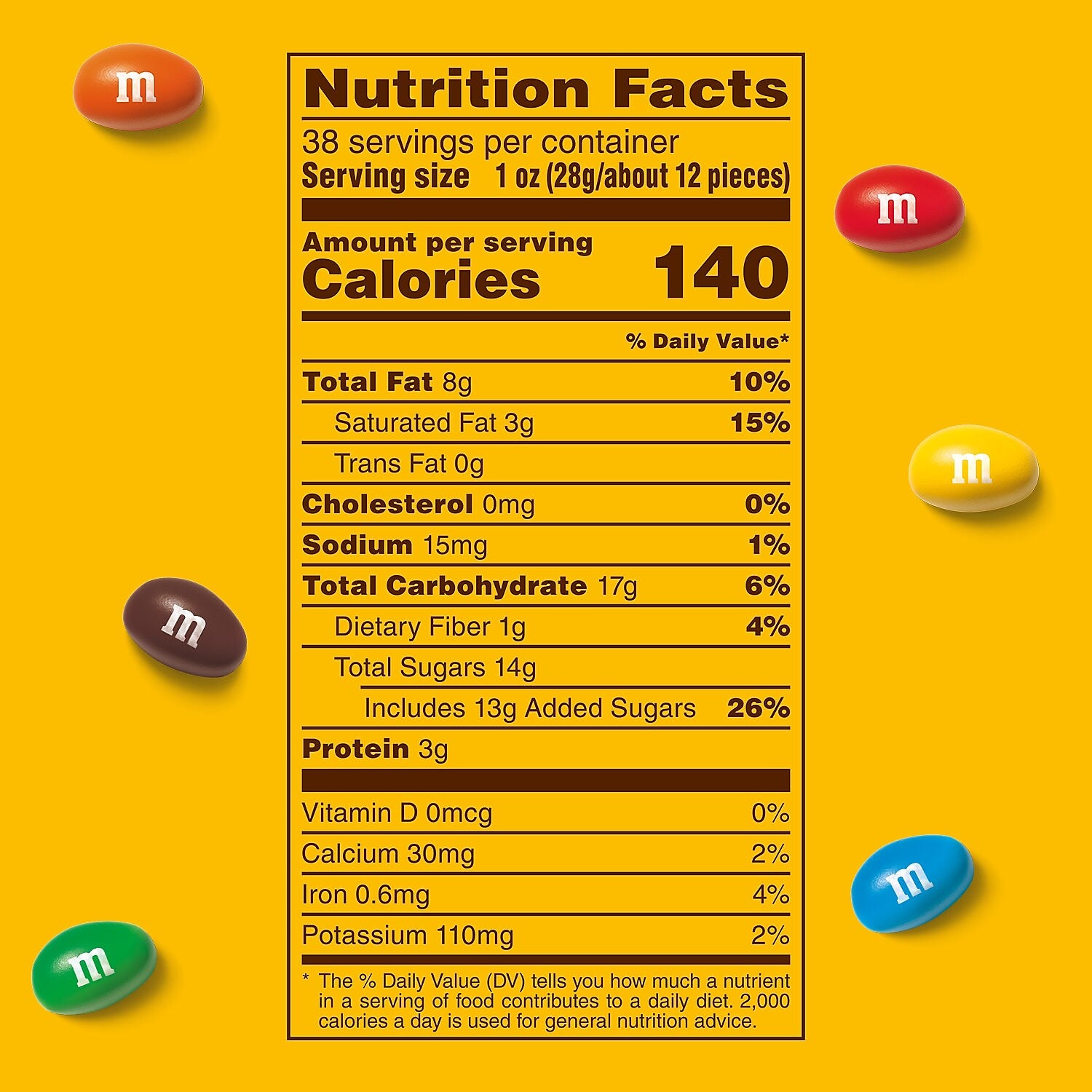 M&M's Party Size Peanut Milk Chocolate Candy Pieces, 38 oz.