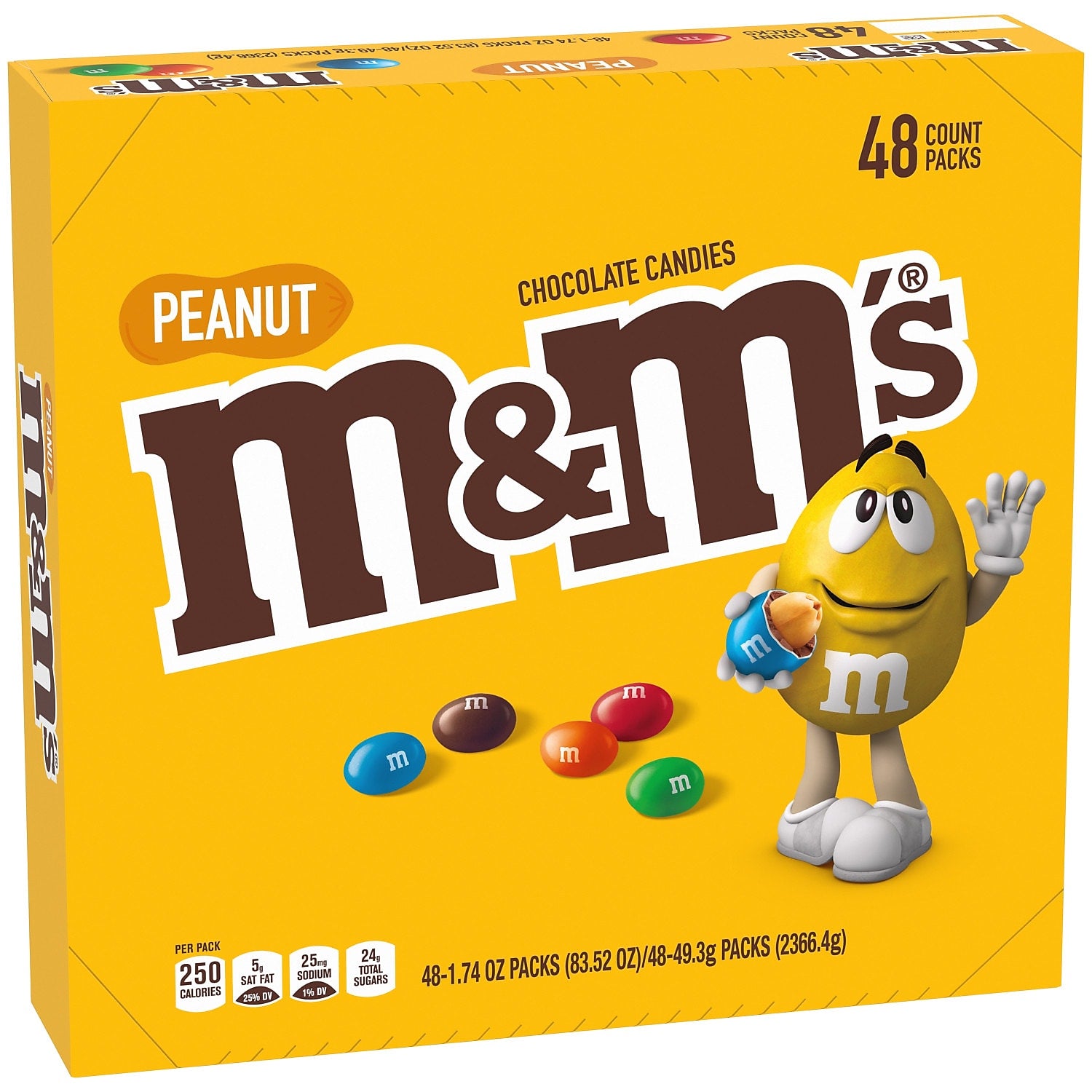 M&M's Peanut Milk Chocolate Pieces, 1.74 oz., 48/Box