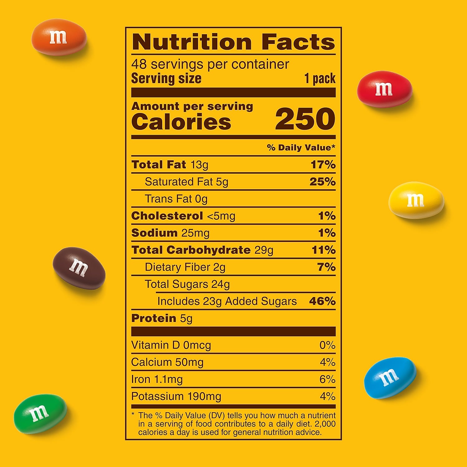 M&M's Peanut Milk Chocolate Pieces, 1.74 oz., 48/Box