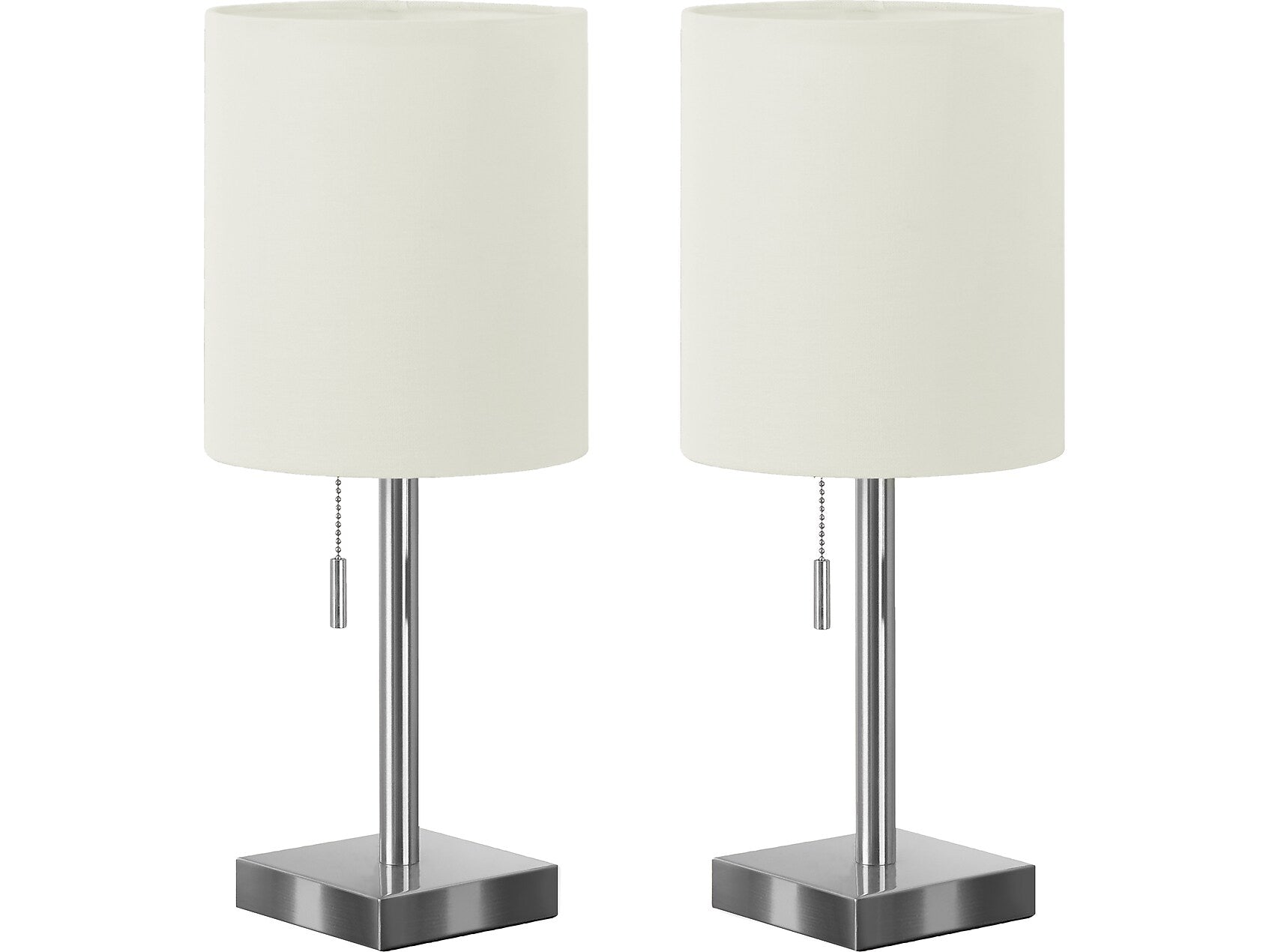 Monarch Specialties Inc. Incandescent Table Lamp, Nickel/Ivory, 2/Set