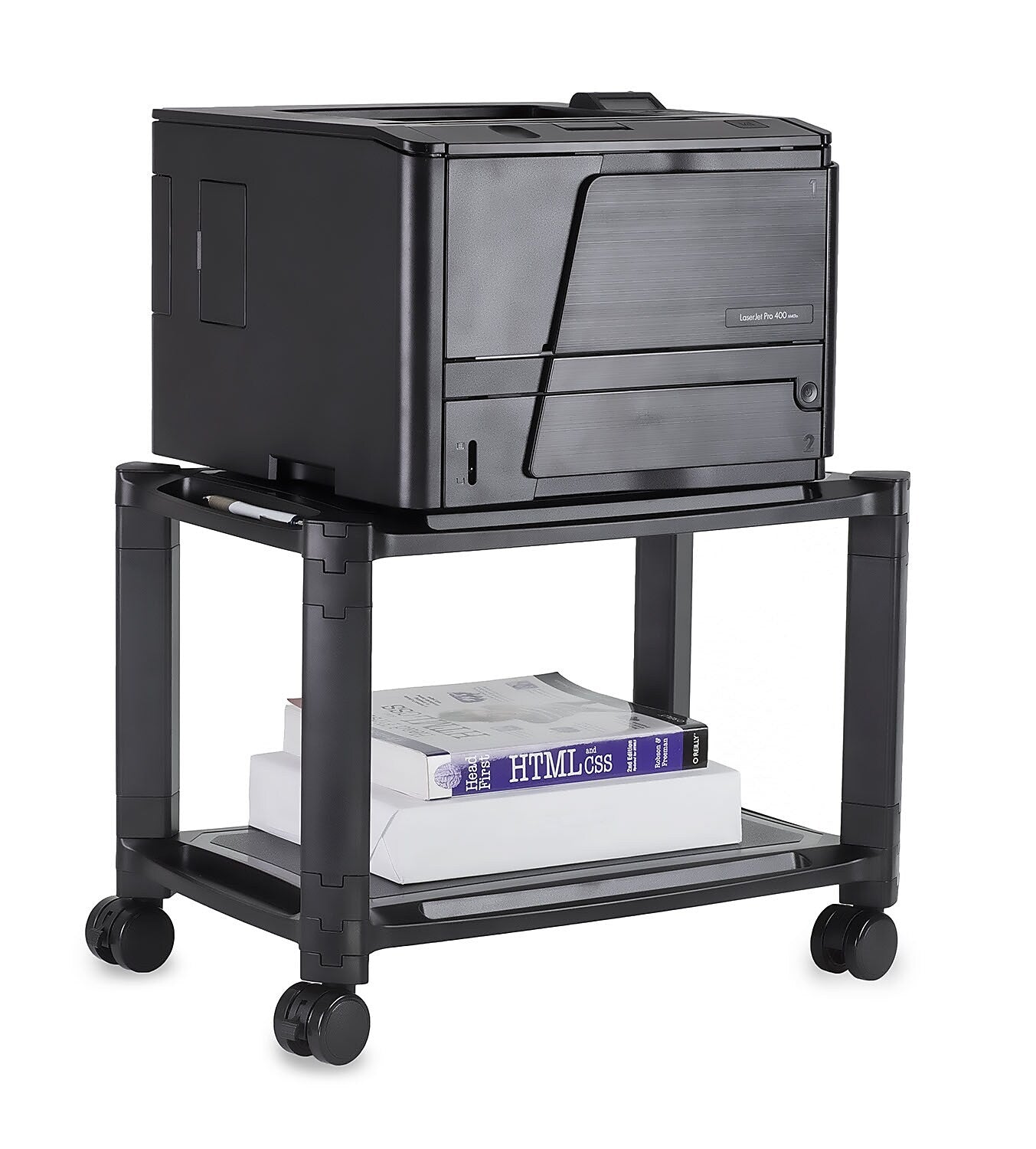 Mount-It! 2 Shelf Printer Cart, Black