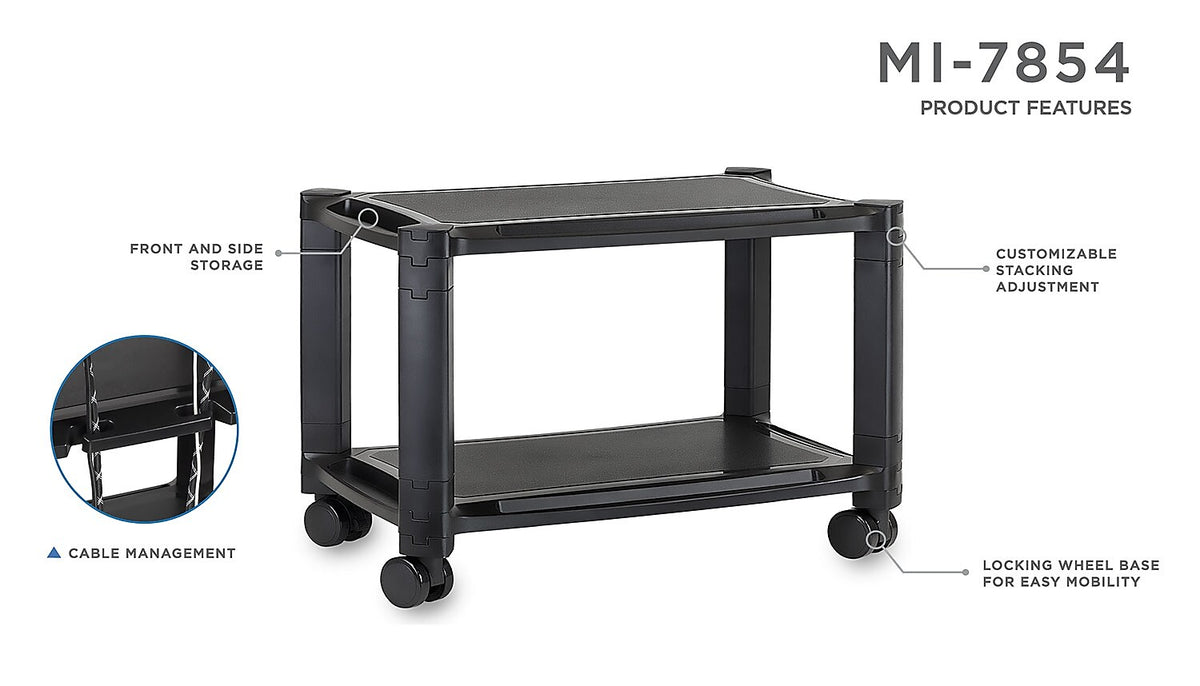 Mount-It! 2 Shelf Printer Cart, Black