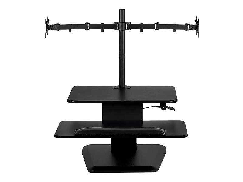 Mount-It! 24"W Manual Adjustable Standing Desk Converter with Dual Monitor Mount, Black