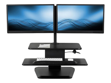 Mount-It! 24"W Manual Adjustable Standing Desk Converter with Dual Monitor Mount, Black