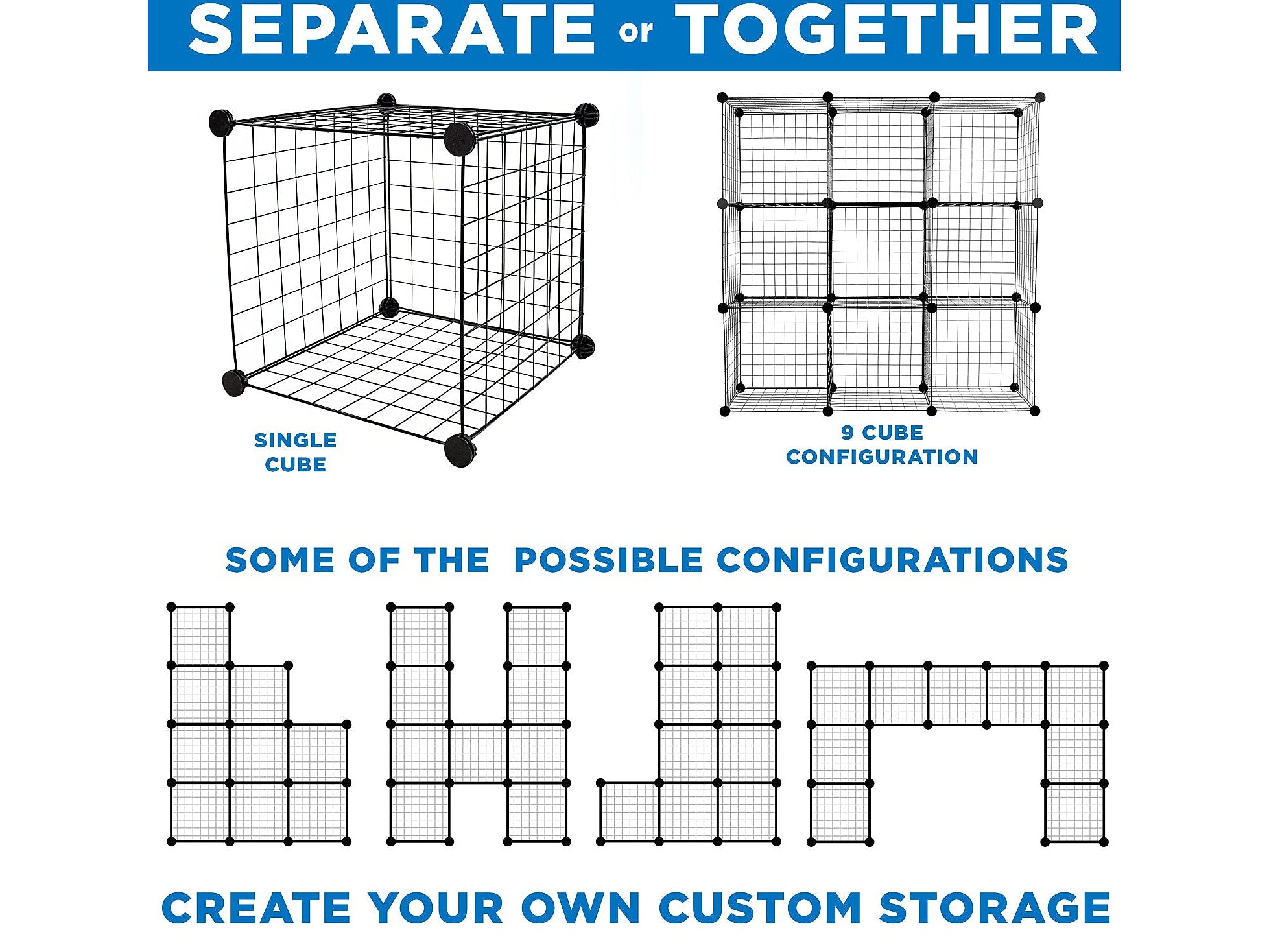 Mount-It! 28" x 42" 6-Cube Storage Organizer, Black