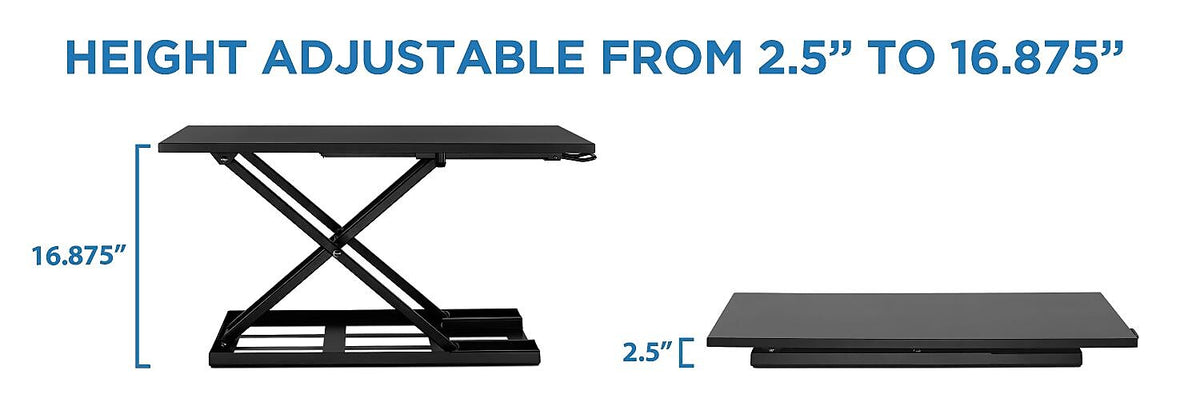 Mount-It! 32"W Manual Adjustable Standing Desk Converter, Black