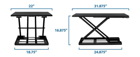 Mount-It! 32"W Manual Adjustable Standing Desk Converter, Black