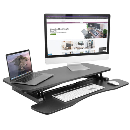 Mount-It! 36"W Manual Adjustable Standing Desk Converter, Black