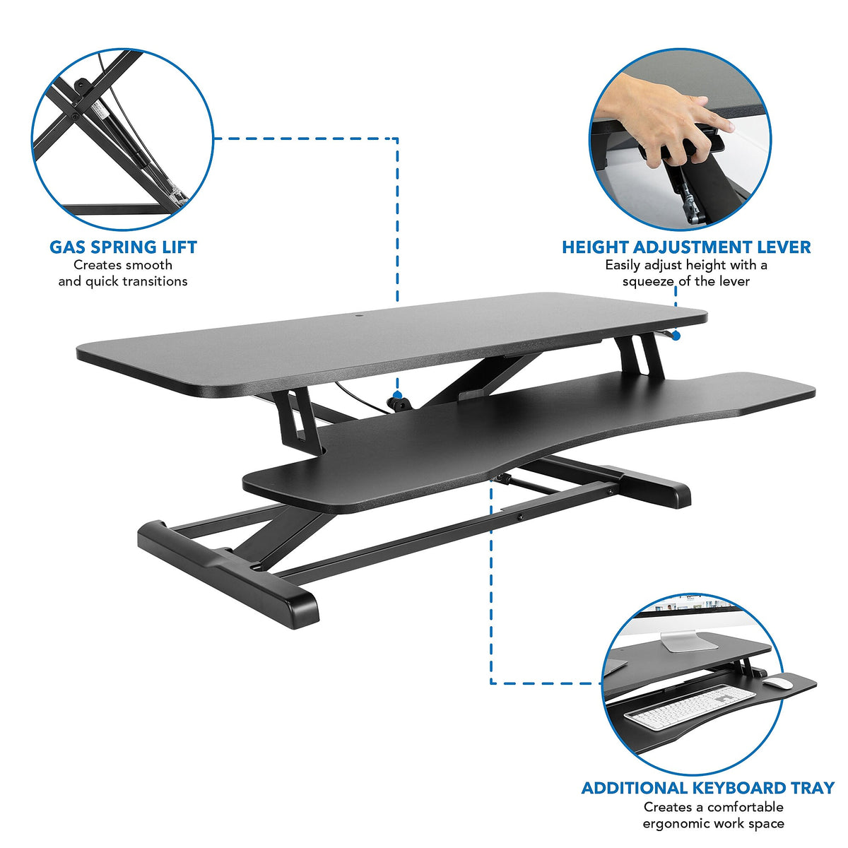 Mount-It! 36"W Manual Adjustable Standing Desk Converter, Black