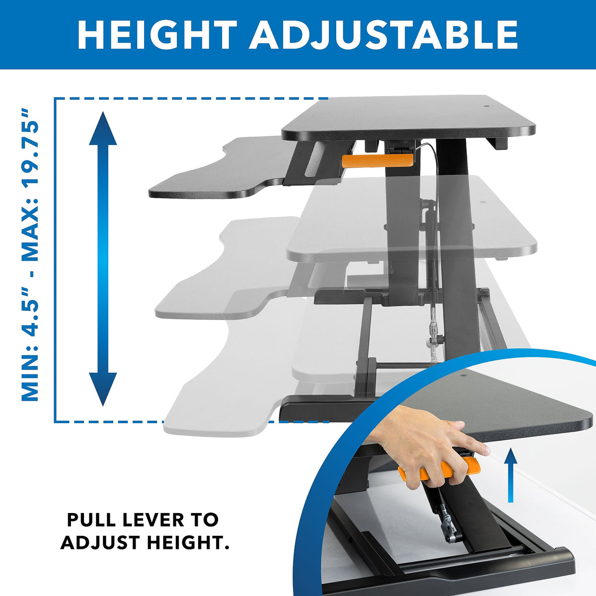 Mount-It! 36"W Manual Adjustable Standing Desk Converter, Black