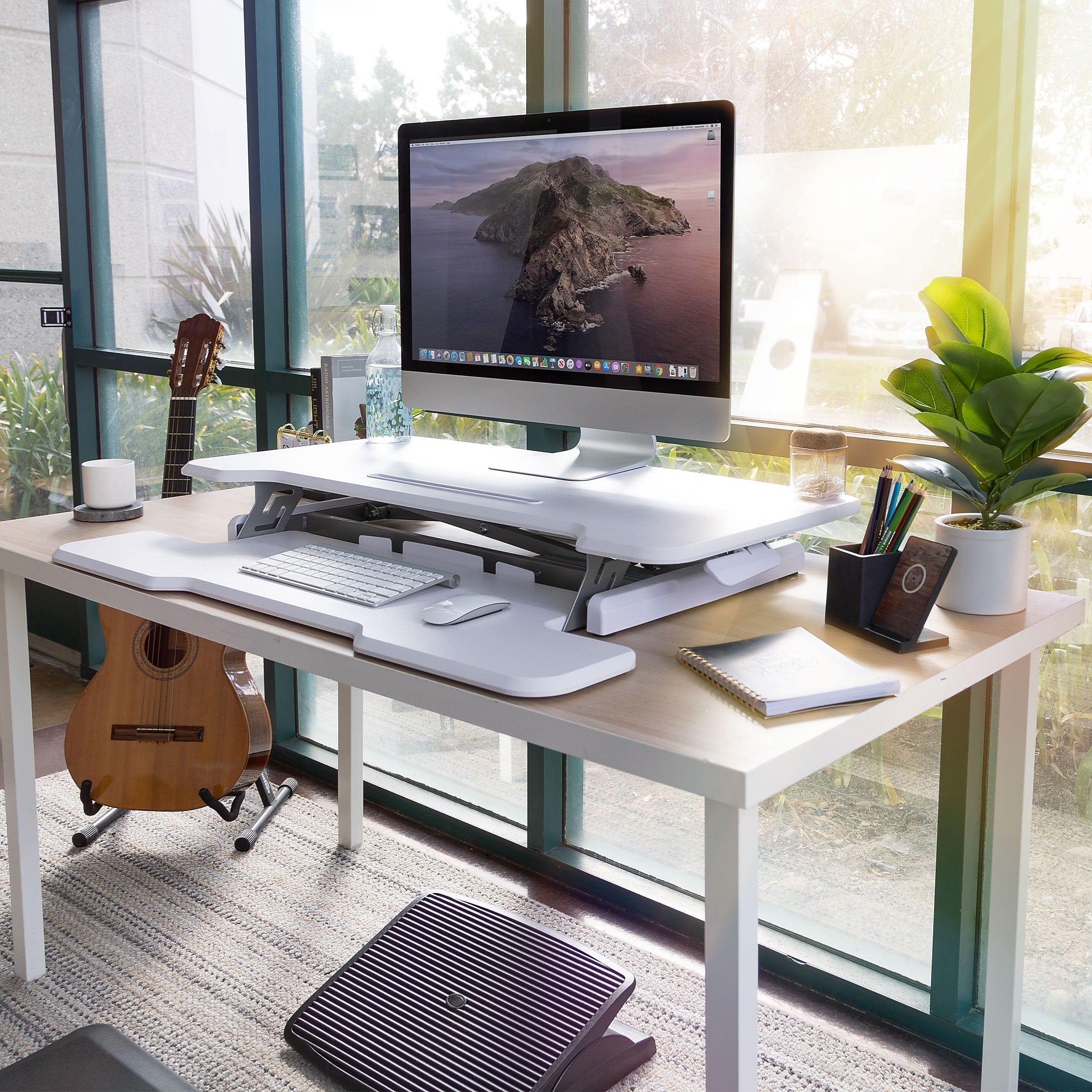 Mount-It! 38"W Manual Adjustable Standing Desk Converter, White