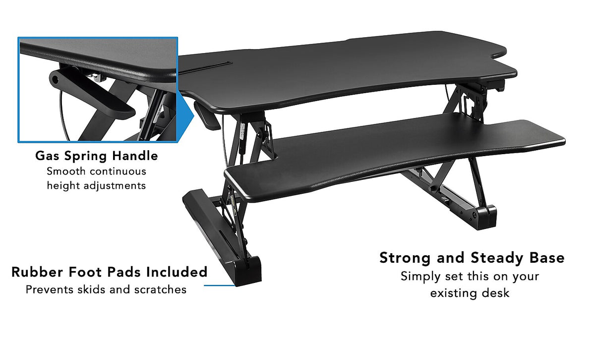 Mount-It! 49"W Manual Adjustable Standing Desk Converter, Black