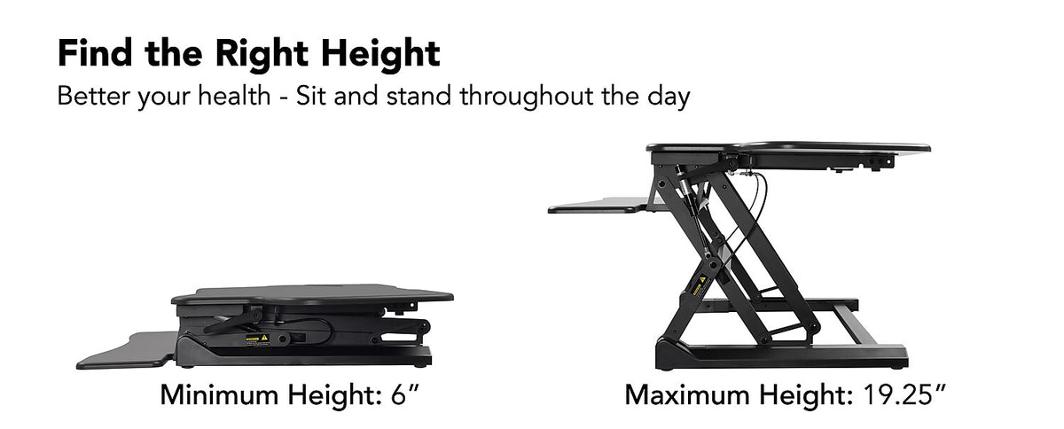 Mount-It! 49"W Manual Adjustable Standing Desk Converter, Black