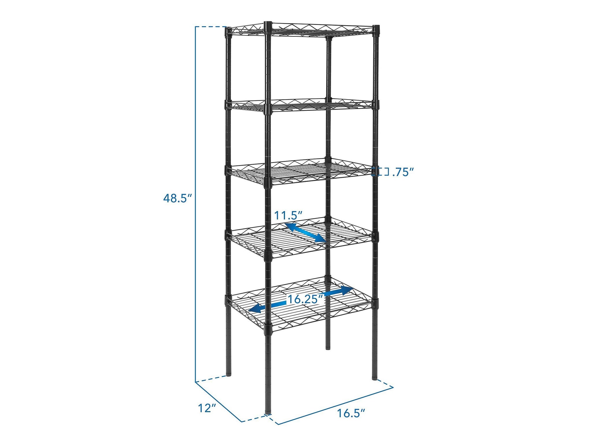 Mount-It! 5-Tier Metal Shelving Unit, 17