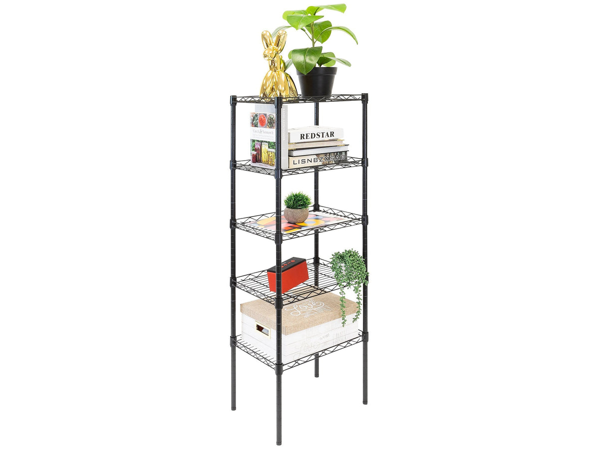 Mount-It! 5-Tier Metal Shelving Unit, 17", Black