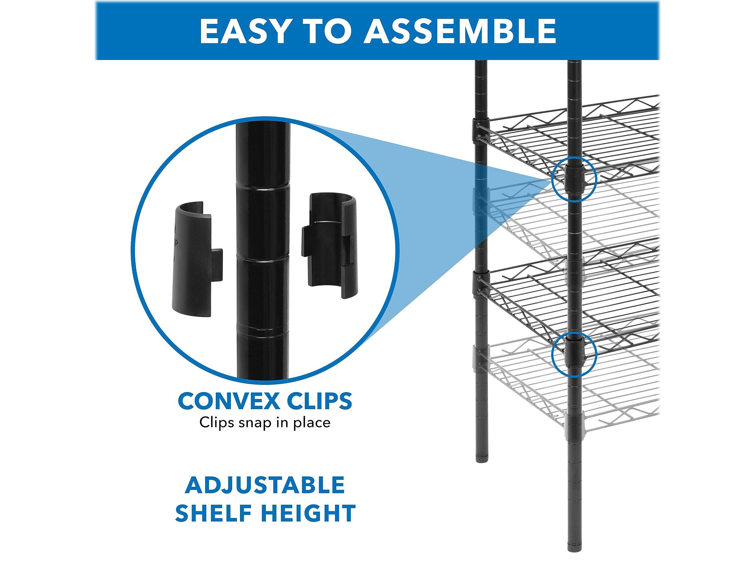 Mount-It! 5-Tier Metal Shelving Unit, 17", Black