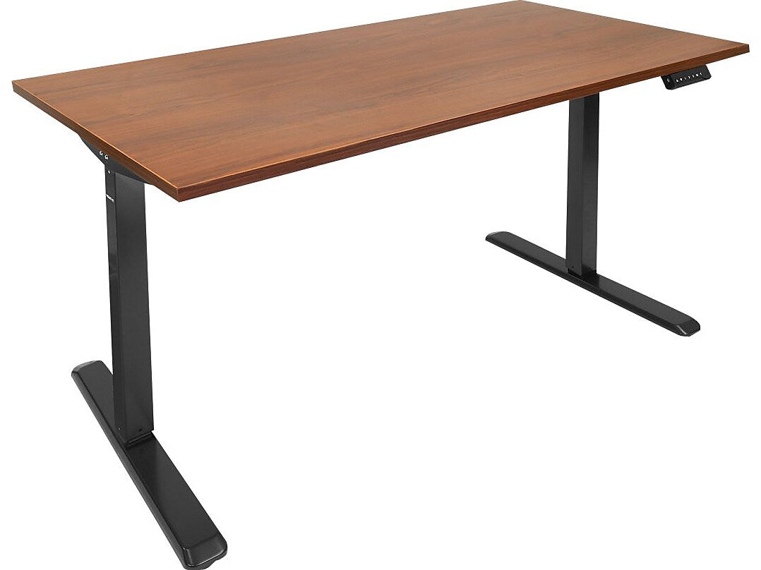 Mount-It! 55"W Electric Adjustable Standing Desk, Hazelnut Brown/Black