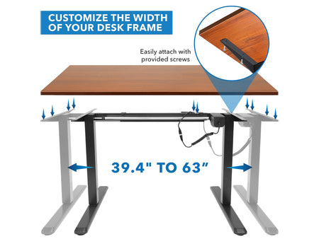 Mount-It! 55"W Electric Adjustable Standing Desk, Hazelnut Brown/Black