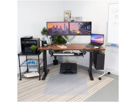 Mount-It! 55"W Electric Adjustable Standing Desk, Hazelnut Brown/Black