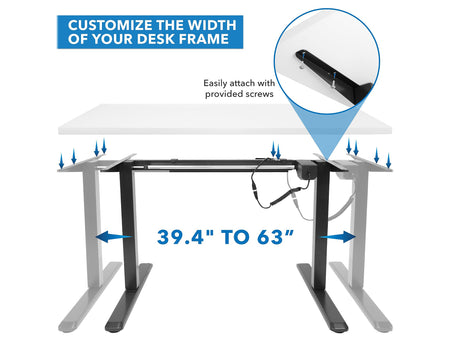 Mount-It! 55"W Electric Adjustable Standing Desk, White/Black