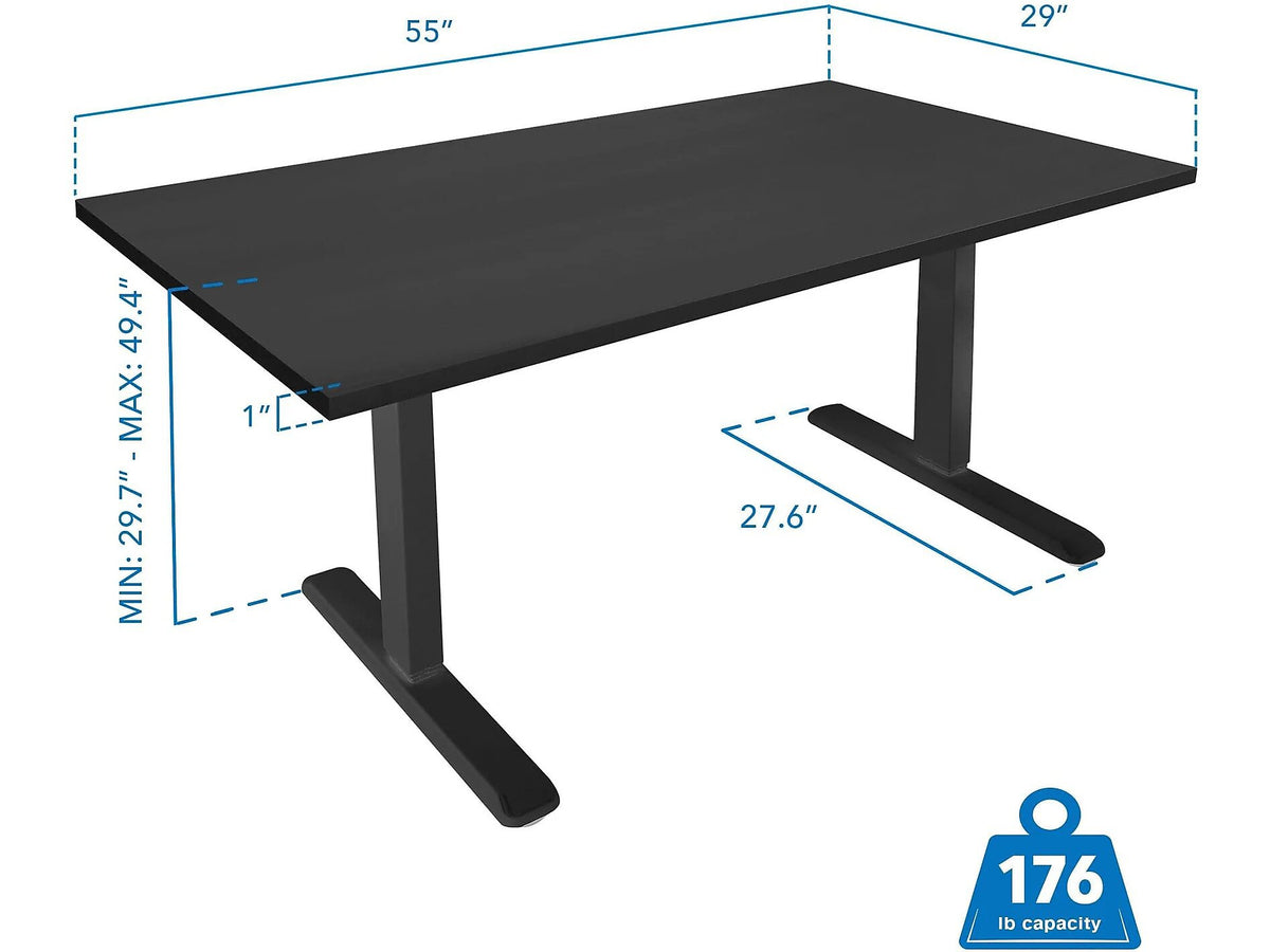 Mount-It! 55"W Electric Rectangular Adjustable Standing Desk, Black