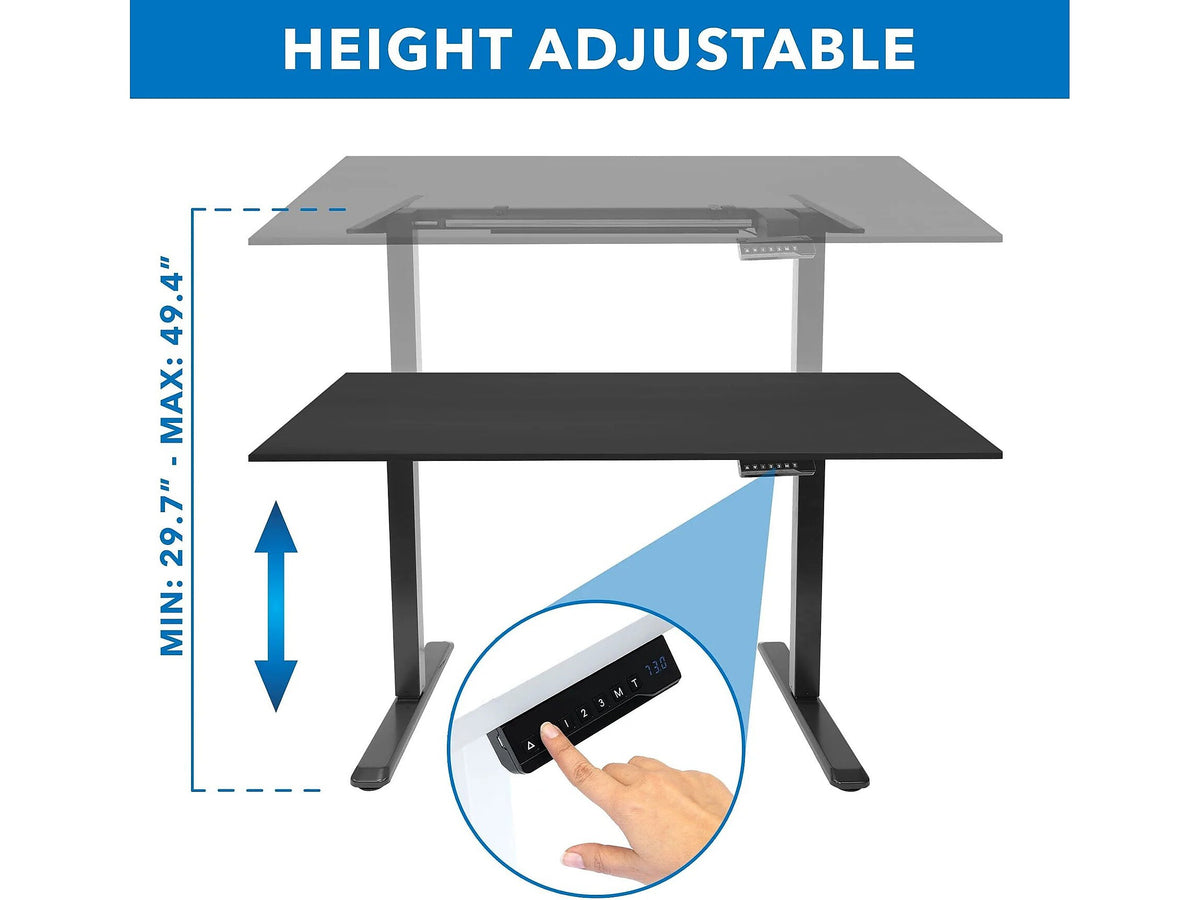 Mount-It! 55"W Electric Rectangular Adjustable Standing Desk, Black