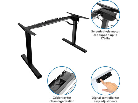 Mount-It! 55"W Electric Rectangular Adjustable Standing Desk, Black