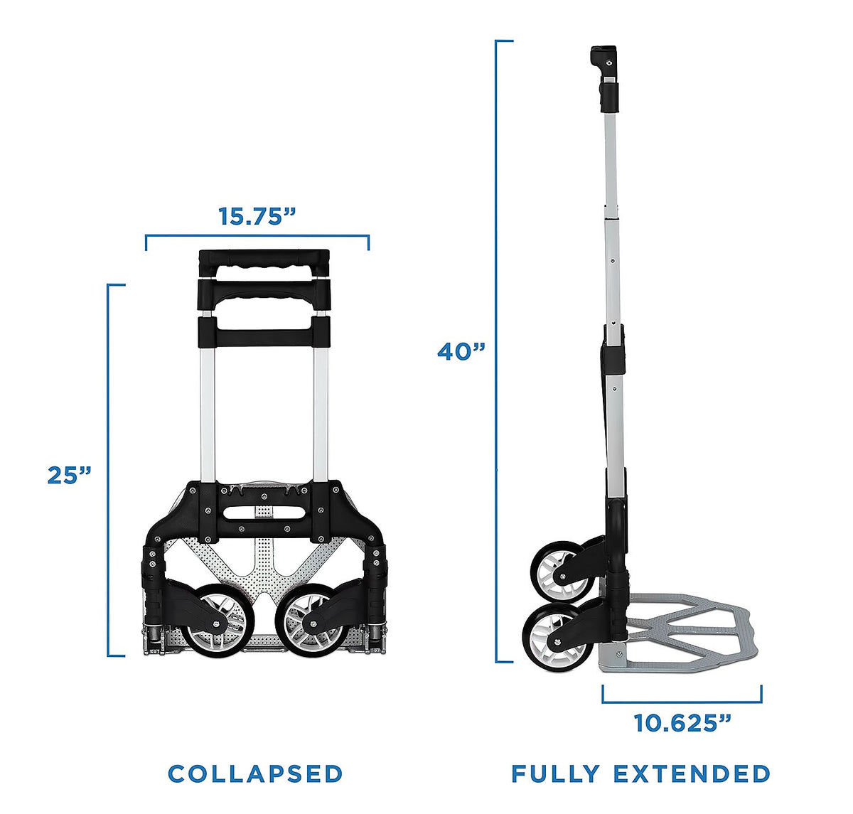 Mount-It! Folding Hand Truck and Dolly, 165 lbs., Silver/Black